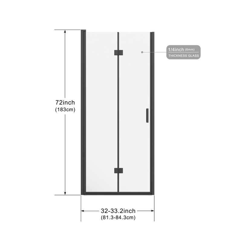 Bifold Frameless Shower Door With Tempered Clear Glass