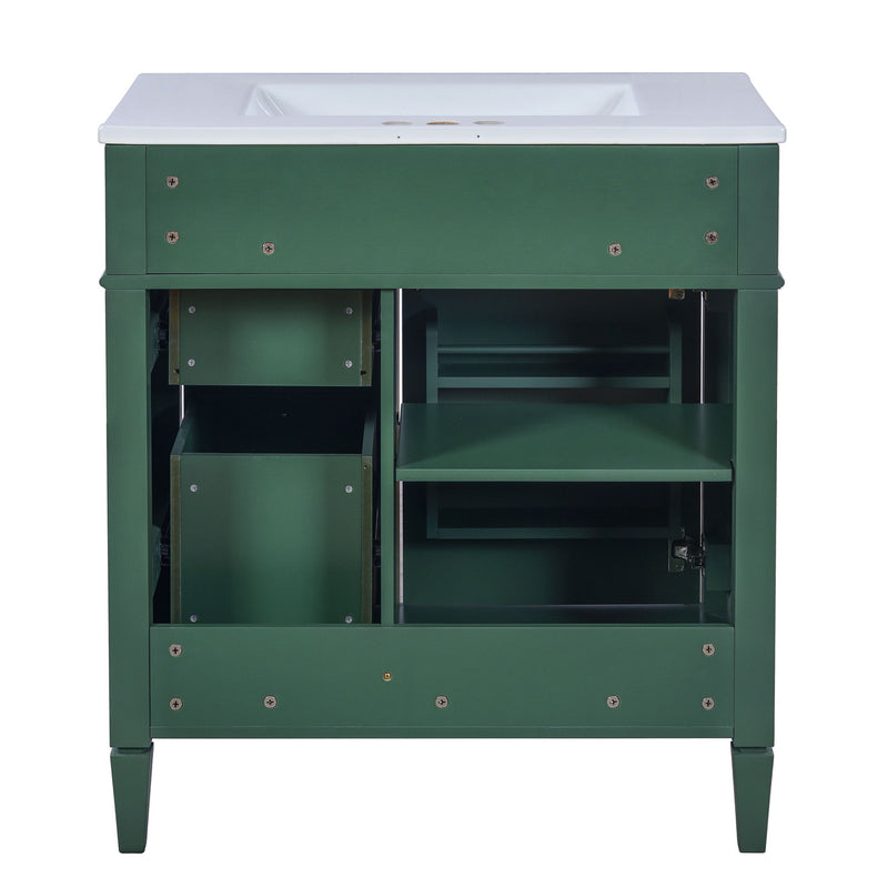 Bathroom Vanity With Top Sink, 2 Drawers & Tip Out Drawer
