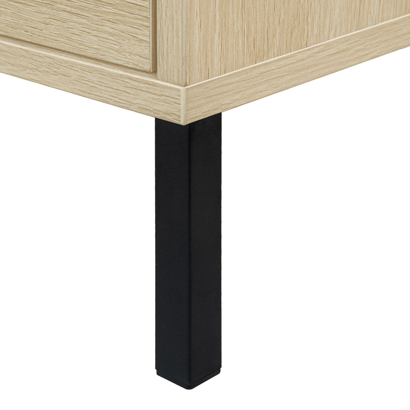 Modern Rattan 3 Door Shoe Rack Cabinet For Entryway