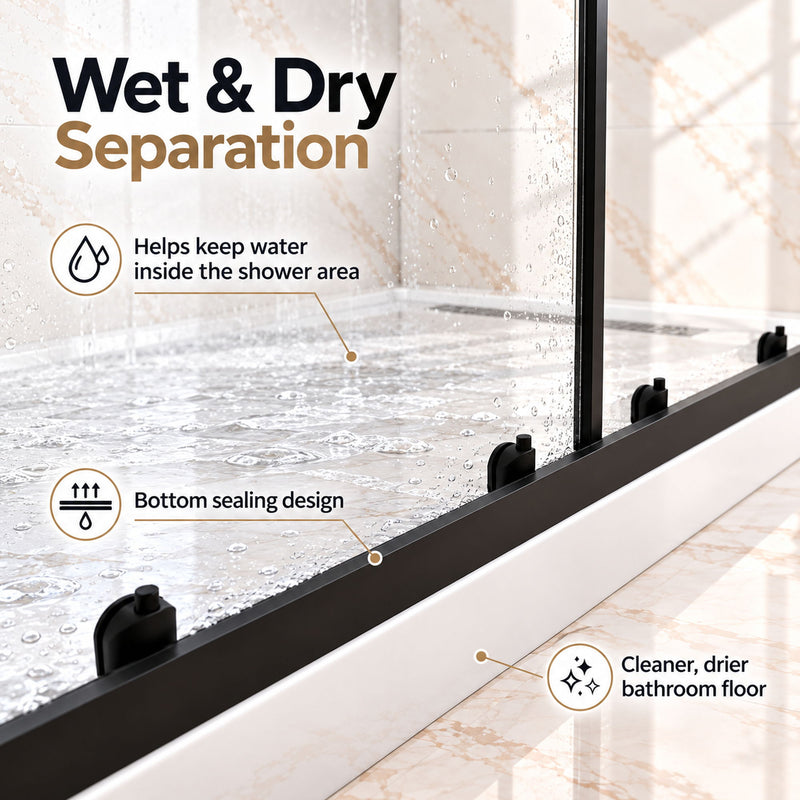 Double Framed Sliding Shower Door - Matte Black