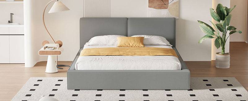 Upholstered Platform Bed, Grounded Bed With Solid Frame