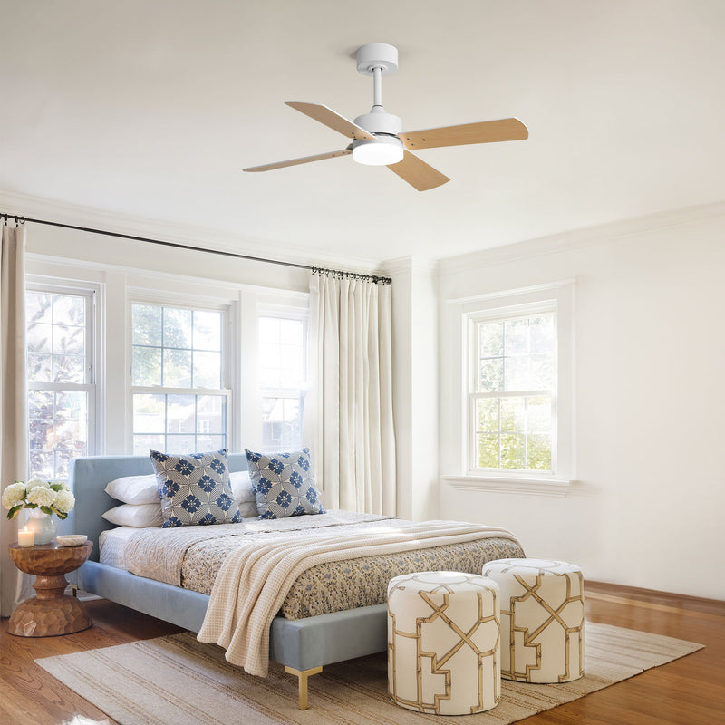42" Ceiling Fan With Light And Memory Function, DC Reversible Motor, 4 Blades