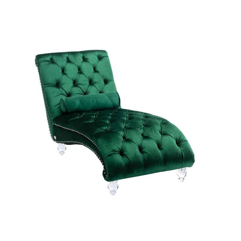 Chaise Lounge Indoor, Button Tufted Upholstered Chaise Lounge Chair With Pillow