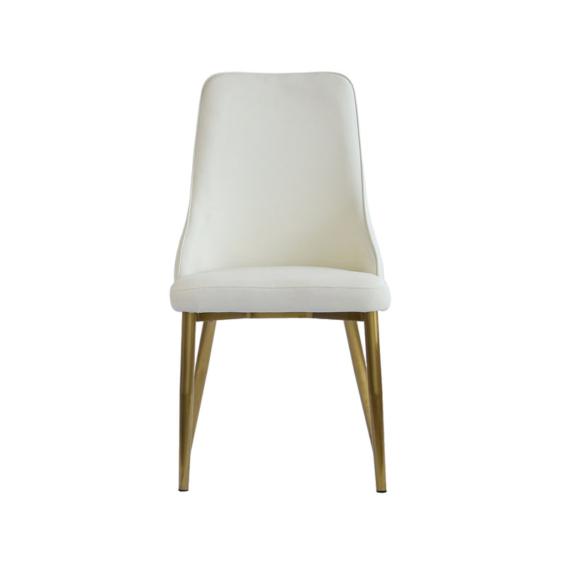 Modern Sponge-Filled Dining Chair, Solid Wood Metal Legs, Suitable For Restaurants, Living Rooms And Rooms (Set of 2) - White