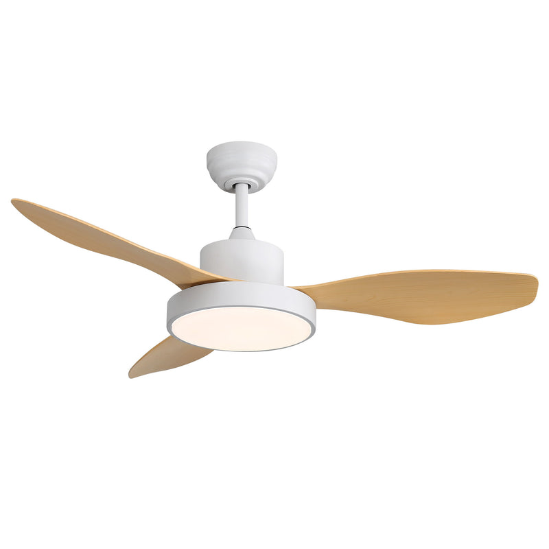 Ceiling Fan With 22W LED Light And Remote Control 6 Speeds Reversible DC Motor For Living Room - White