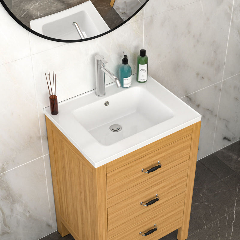 Rectangular Single Vanity Top With 1 Faucet Hole And Overflow Ceramic