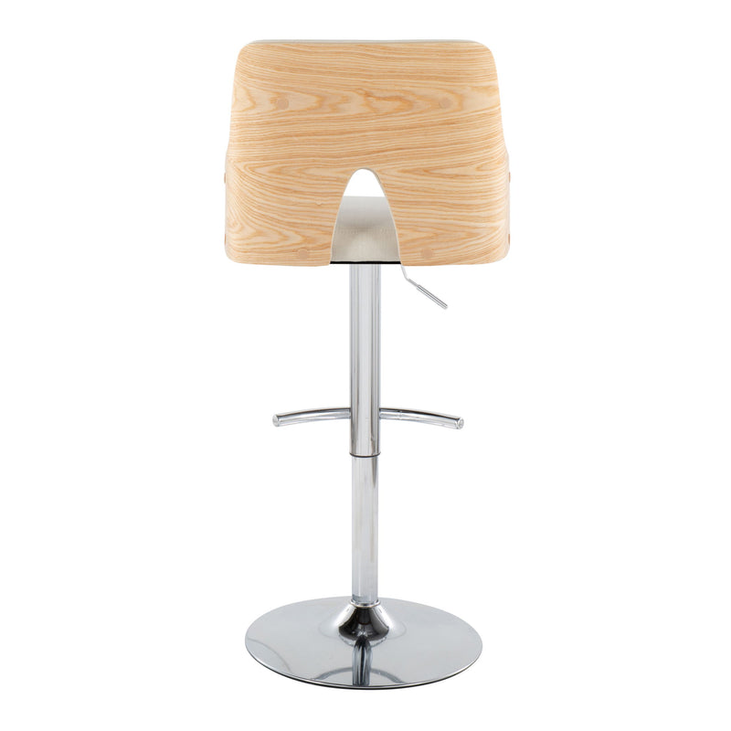 Stella - Contemporary Adjustable Barstool Stool With Swivel & Rounded T Footrest (Set of 2)