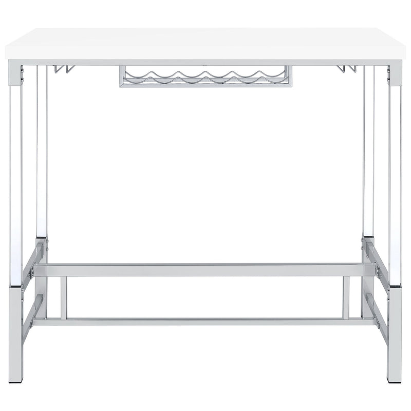 Tonneson - Bar Table With Trestle Base And Wine Storage - White