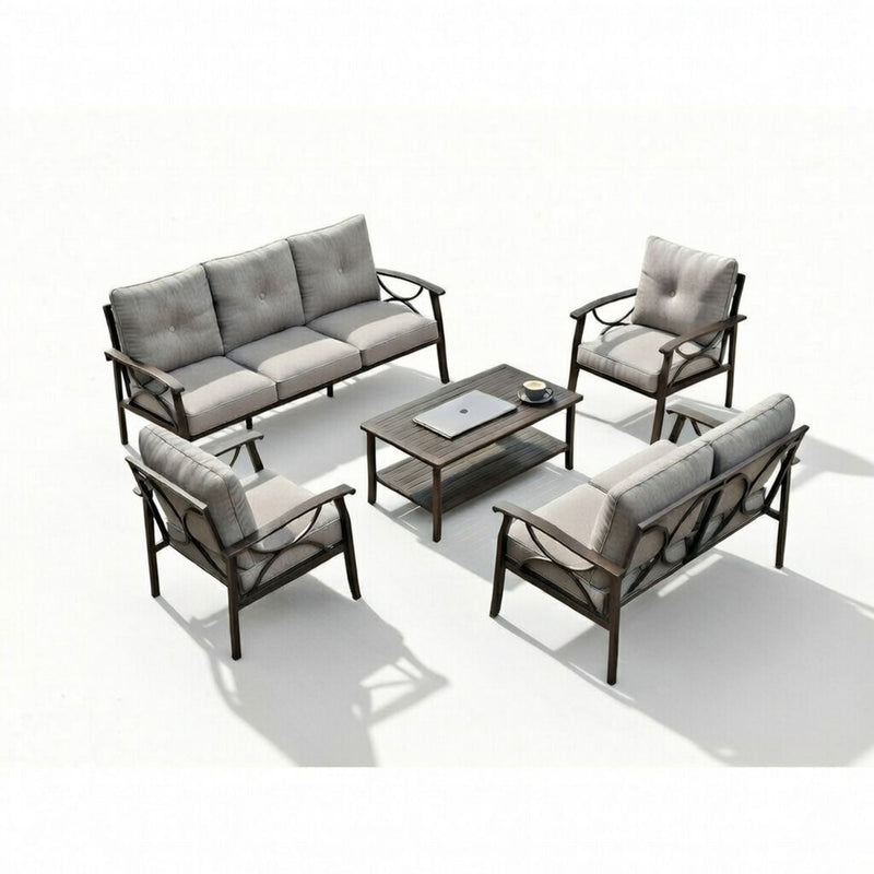 Patio Furniture Set With Coffee Table And Cushions For Backyard