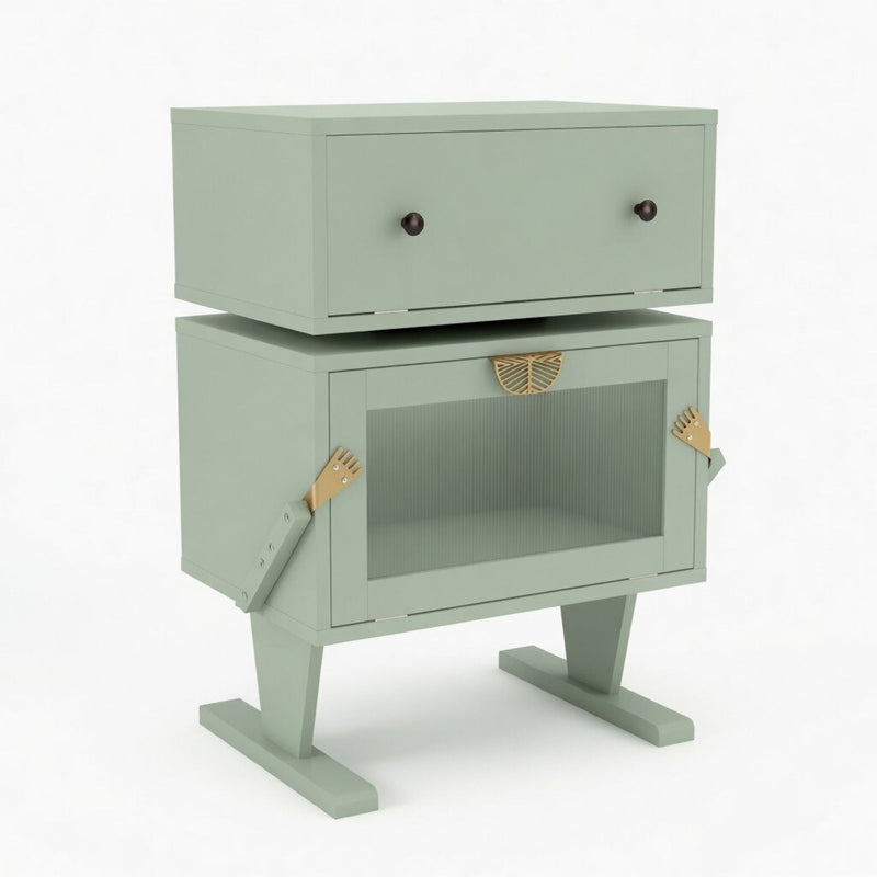Robot LED Nightstand With 360° Rotating Drawer