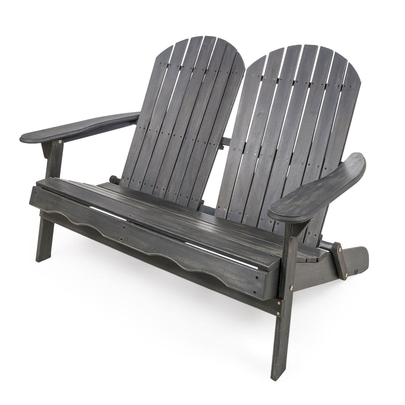 Outdoor Adirondack Rocking Loveseat With Hand Crafted Details