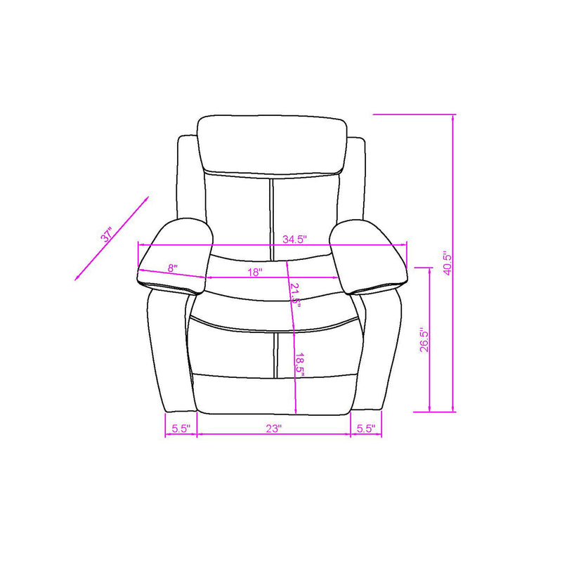 Blanche - Reclining Set With LED Lights, Speaker