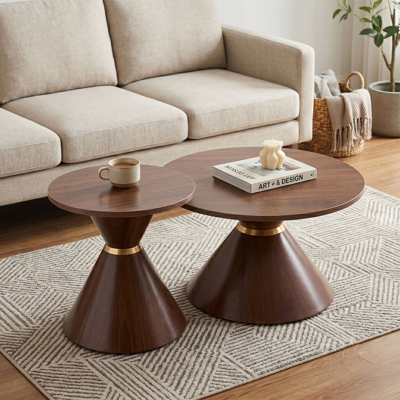 2 Piece Round Coffee Table Set For Living Room