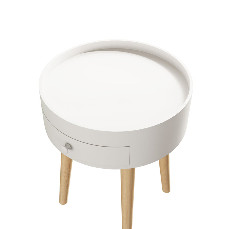 Nightstand With Storage Drawer, Bedside Table For Bedroom - White