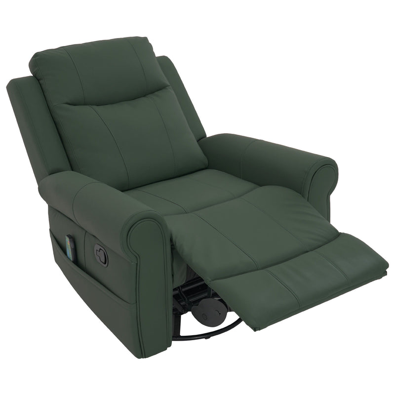Manual Recliner Chair With 270 Degree Swivel, Massage & Heating, Dual Reclining Positions