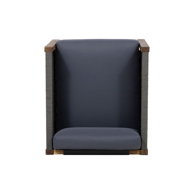 Outdoor Club Chair With Rattan Rope Wave - Teak