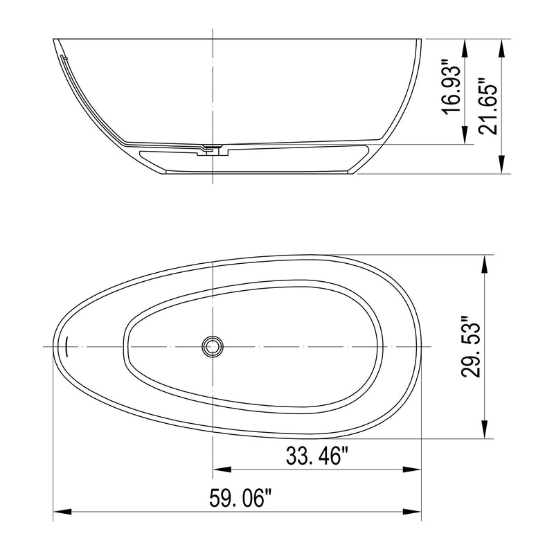 Solid Surface Stone Resin Freestanding Egg Shape Bathtub For The Bathroom - Matte White
