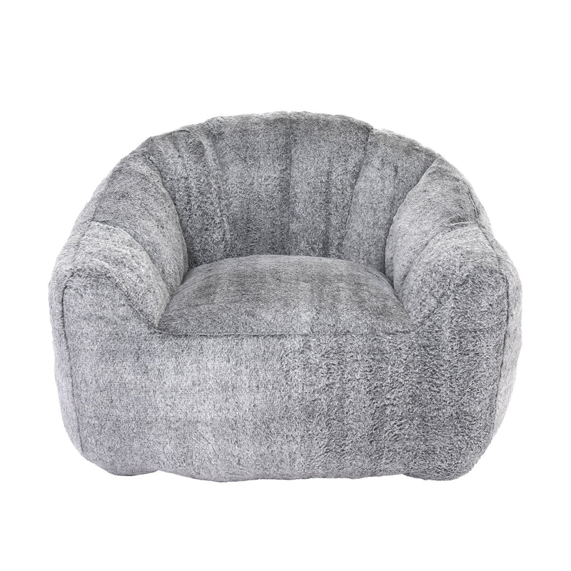 Beanbag Sofa Chair With Armrests Stuffed High Density Foam, Lazy Sofa Comfy Chairs Beanbag Chair For Adults In Living Room, Bedroom Reading - Dark Gray