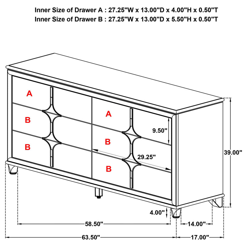 Gwendolyn - 6 Drawer Dresser Cabinet - White