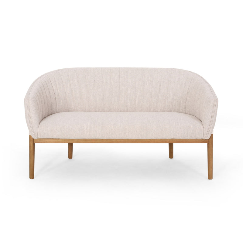 Mid Century Modern Loveseat With Channel Stitched Backrest