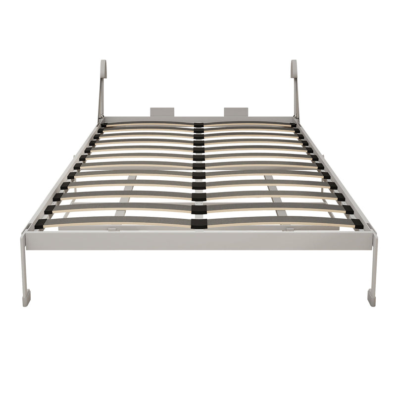 Queen Size Cabinet Wall Bed Mechanism With Desk Panel - Gray