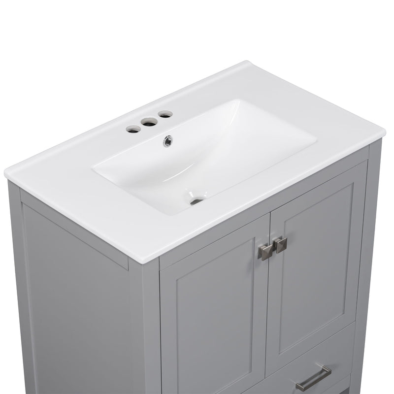 Bathroom Vanity With Single Sink, Combo Cabinet Undermount Sink, Bathroom Storage Cabinet With Two Doors And A Drawer, Soft Closing, Multifunctional Storage, Solid Wood Frame
