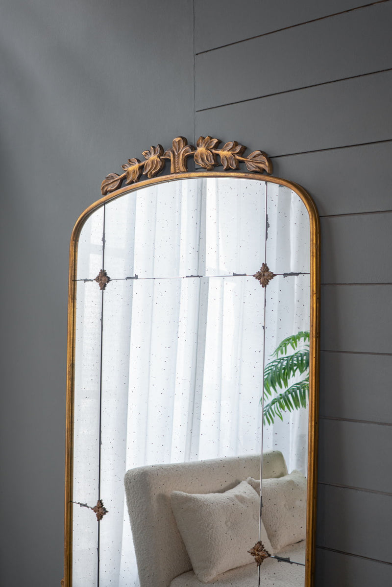 Lavish - Full Length Mirror, AntiqueMetal Floor Mirror For Living Room, Bedroom - Gold