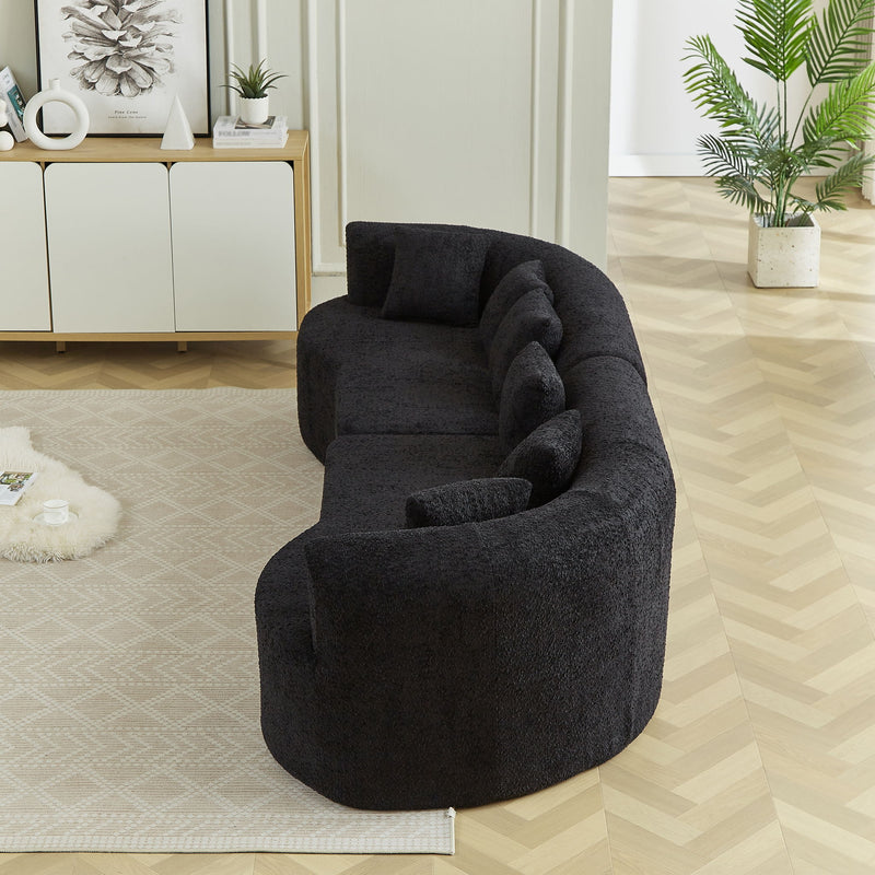 Curved Sectional Sofa With 6 Pillows