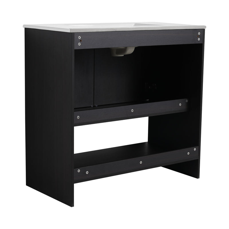 Modern Bathroom Vanity With Ceramic Sink, Freestanding Cabinet, Soft Closing Doors