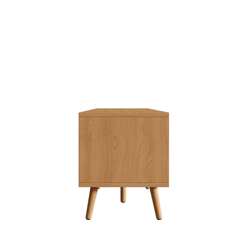TV Stand With Storage & Cable Holes - Natural Wood