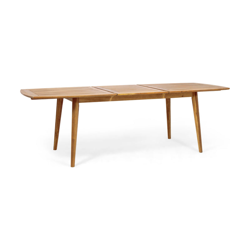 Placidity - Outdoor Expandable Dining Table With Slatted Tabletop And Tapered Legs