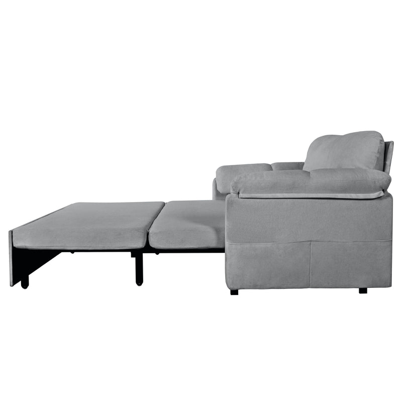 Convertible Pull Out Sofa Bed Queen Size, 3 In 1 With Side Storage