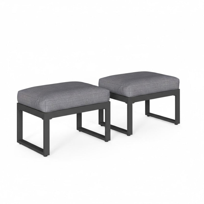 Patio All-Weather Ottomans With Thick Cushions (Set of 2)