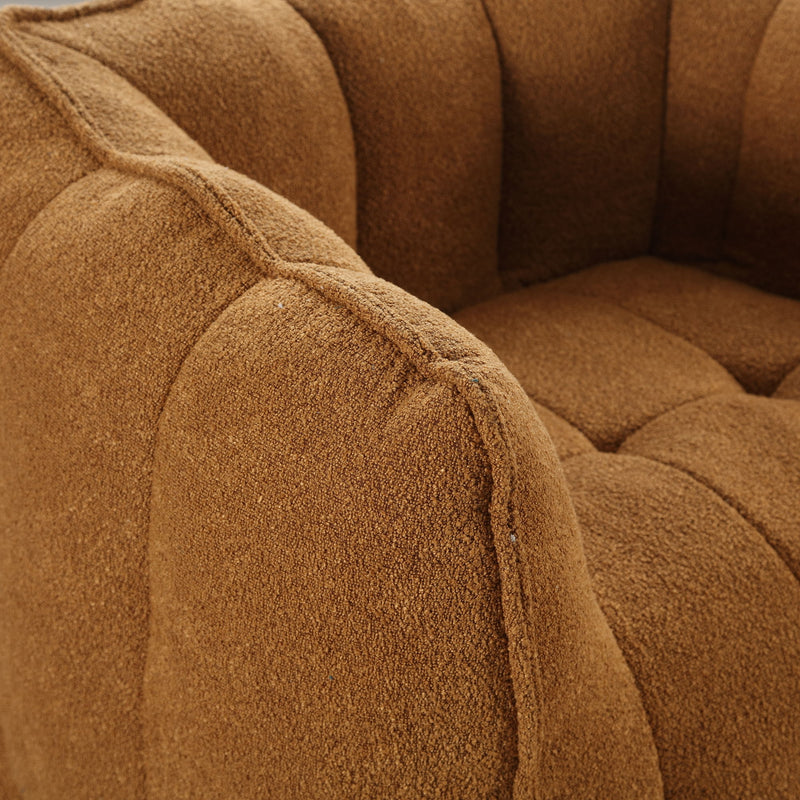 Soft Bean Bag Chair With High Resilient Foam (Chips) - Khaki / Yellow