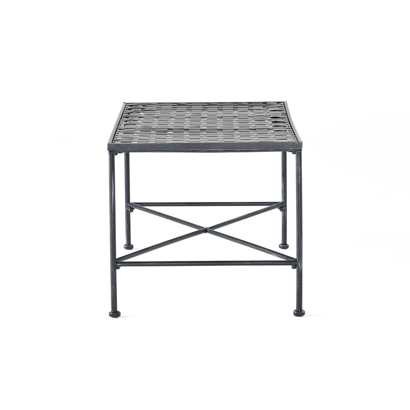 Luna - Outdoor Iron Coffee Table - Black Brush Silver