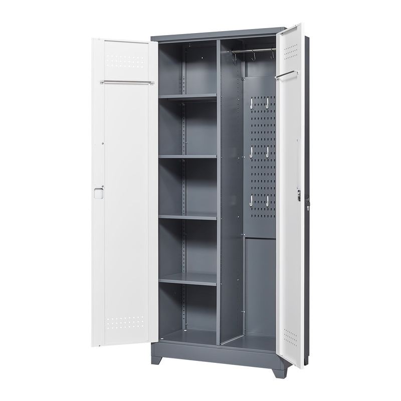 Lockers With Locking Doors, Adjustable Shelves, High Broom Tool Storage Cabinet