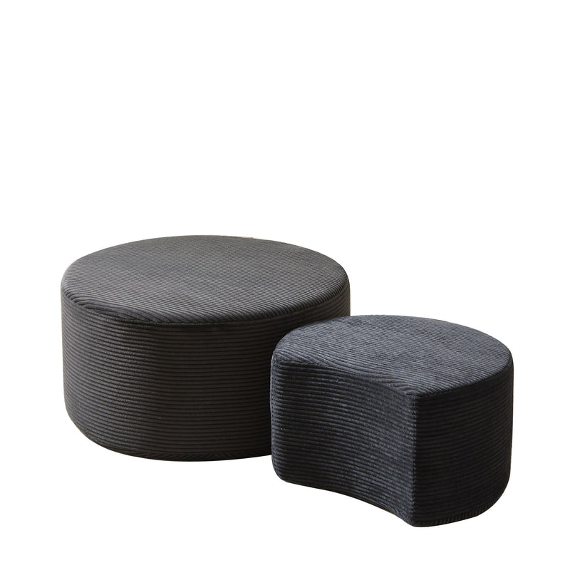 Modern Upholstered Round Coffee Table For Living Room (Set of 2)