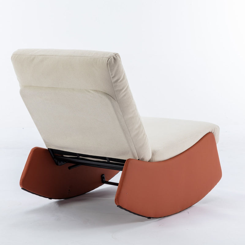 Modern Rocking Chair Recliner, Comfy Rocker Nursery Chair With Footrest, Accent Reading Chair, Upholstered Lounge Chair For Relaxing, Resting, Soft Padded Rocker For Indoor Living Room Bedroom - Orange