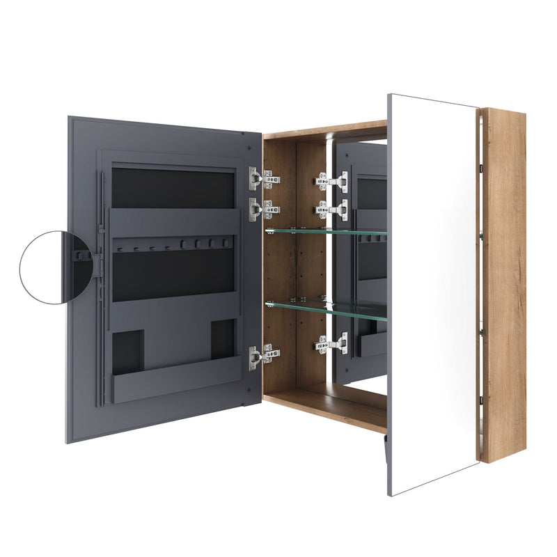 33.56" Wall Mounted Bathroom Cabinet With Adjustable Shelves - Imitative Oak