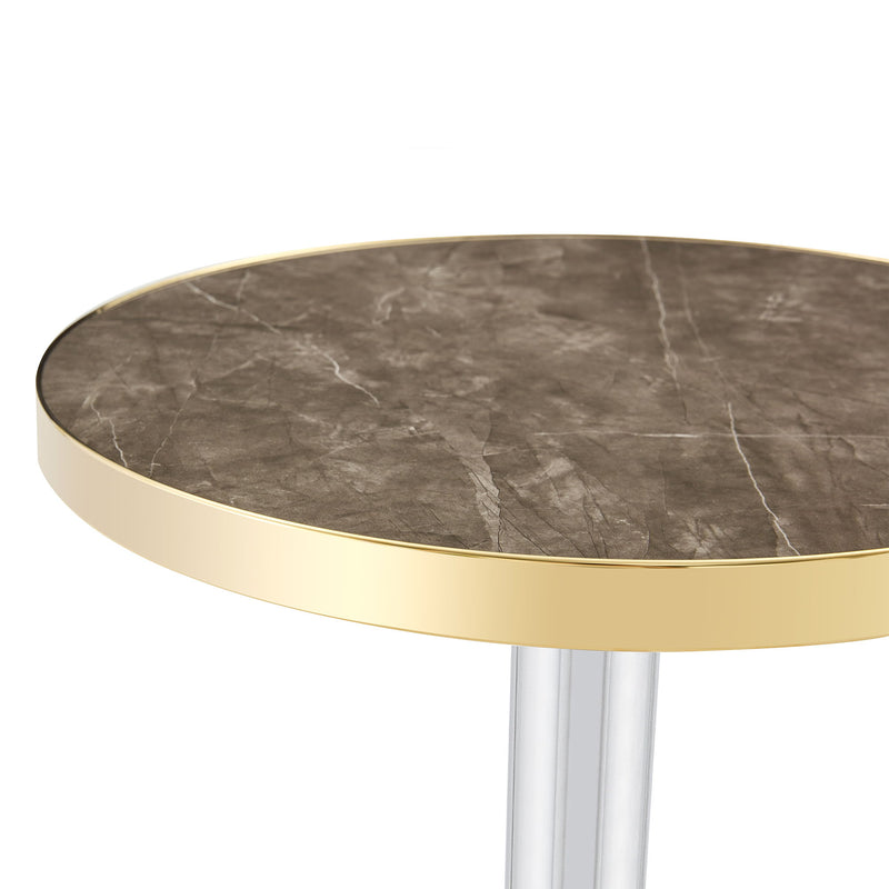 Round Bistro Table, Compact For Kitchen - Gray / Gold / Silver