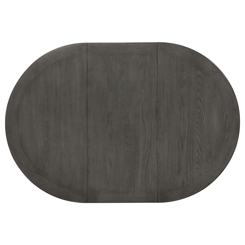 Lavon - Oval Extension Leaf Dining Table With Built In Storage - Gray