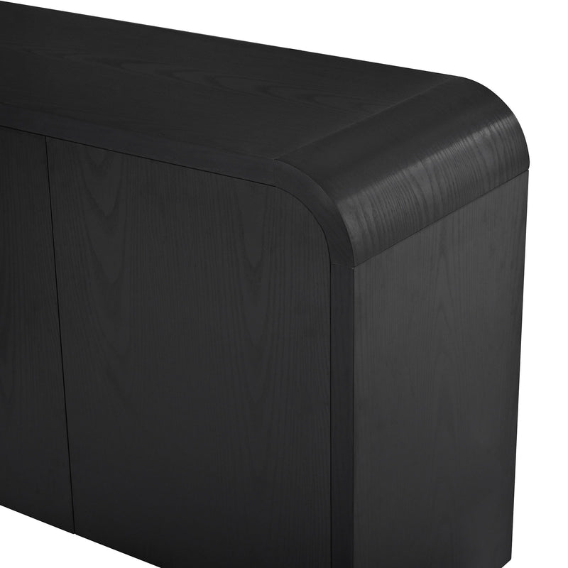 Curved Edge TV Stand With Large Cabinets