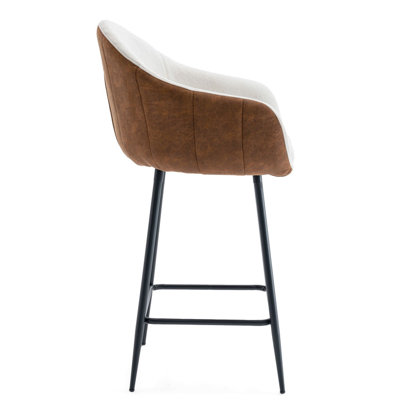 Modern Style Counter Height Bar Stools, With Comfortable Upholstery, Durable Metal Legs Ensure Stability - Brown