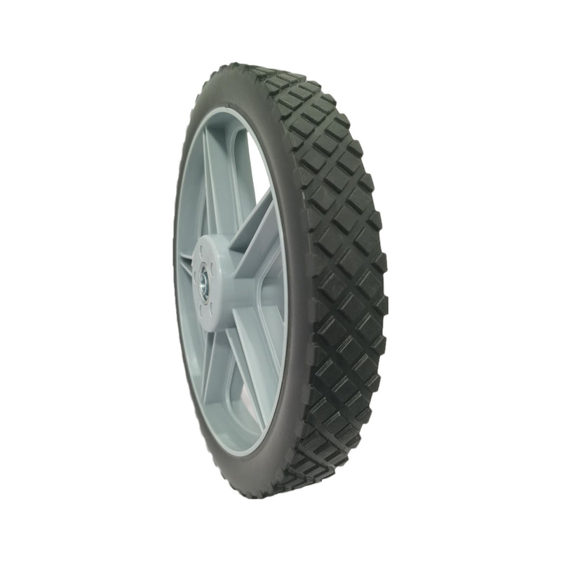 Universal 12" Spoked Plastic Wheel And Tire For Lawn Mowers & Trolley Carts, 10 Pack - Black