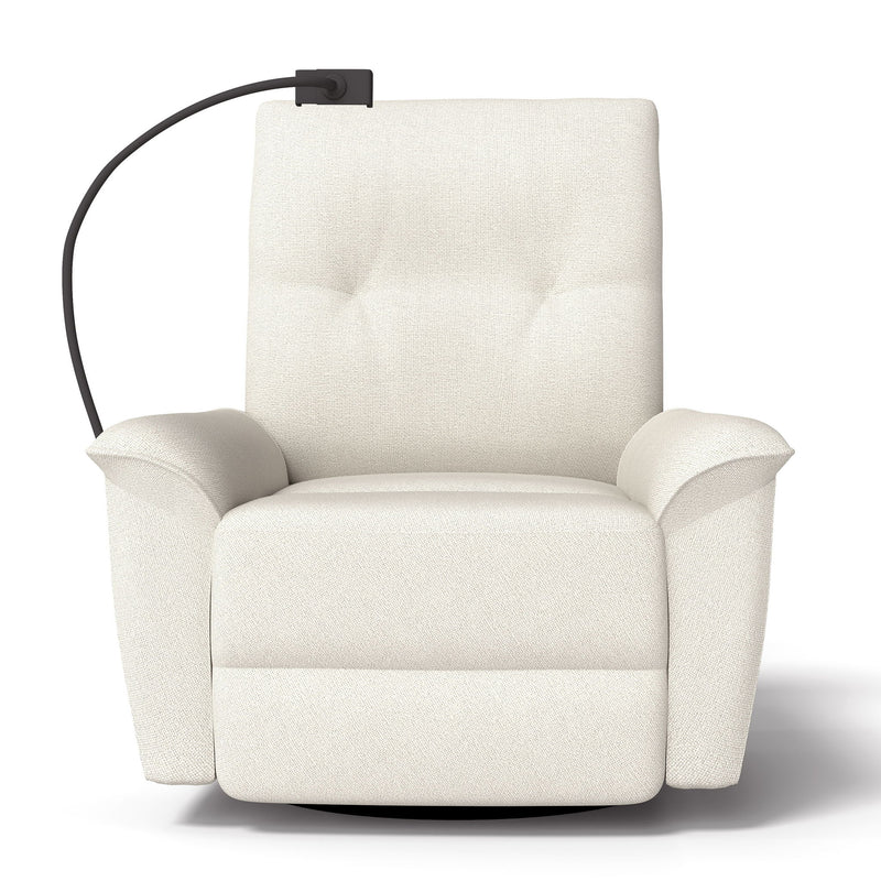 270° Power Swivel Rocker Recliner Chair With Phone Holder, Electric Glider Reclining Sofa With USB Ports For Living Room Bedroom - Beige