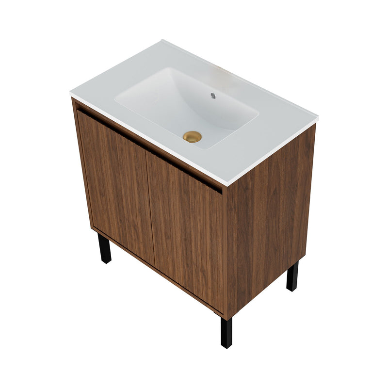Bathroom Vanity With Ceramic Sink, Floor-Standing Design, Soft-Closing Drawers
