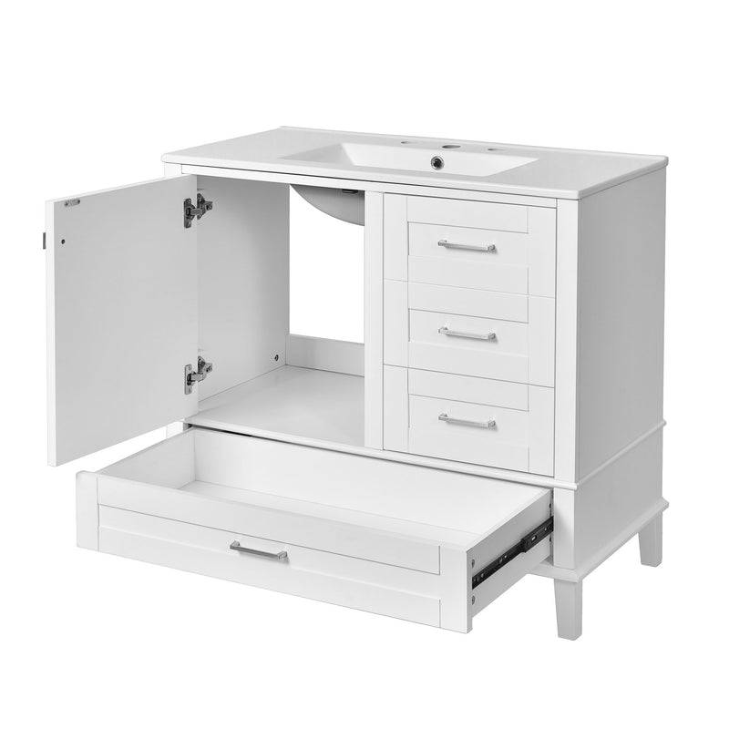 Bathroom Vanity, Modern Bathroom Cabinet With Sink Combo Set, Bathroom Storage Cabinet With A Soft Closing Door And 3 Drawers, Solid Wood Frame