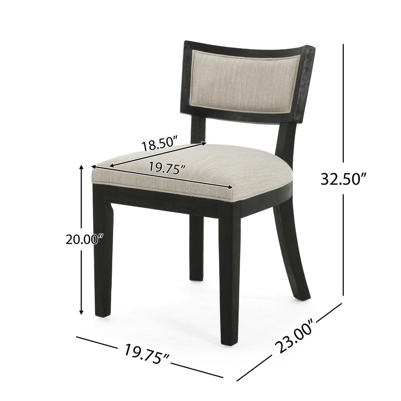 Farmhouse Style Fabric Upholstered Side Dining Chair Set