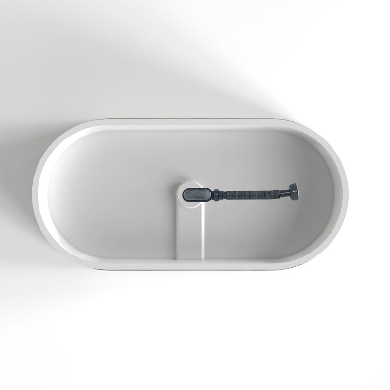 Solid Surface Soaking Freestanding Bathtub For Bathroom - Matte White