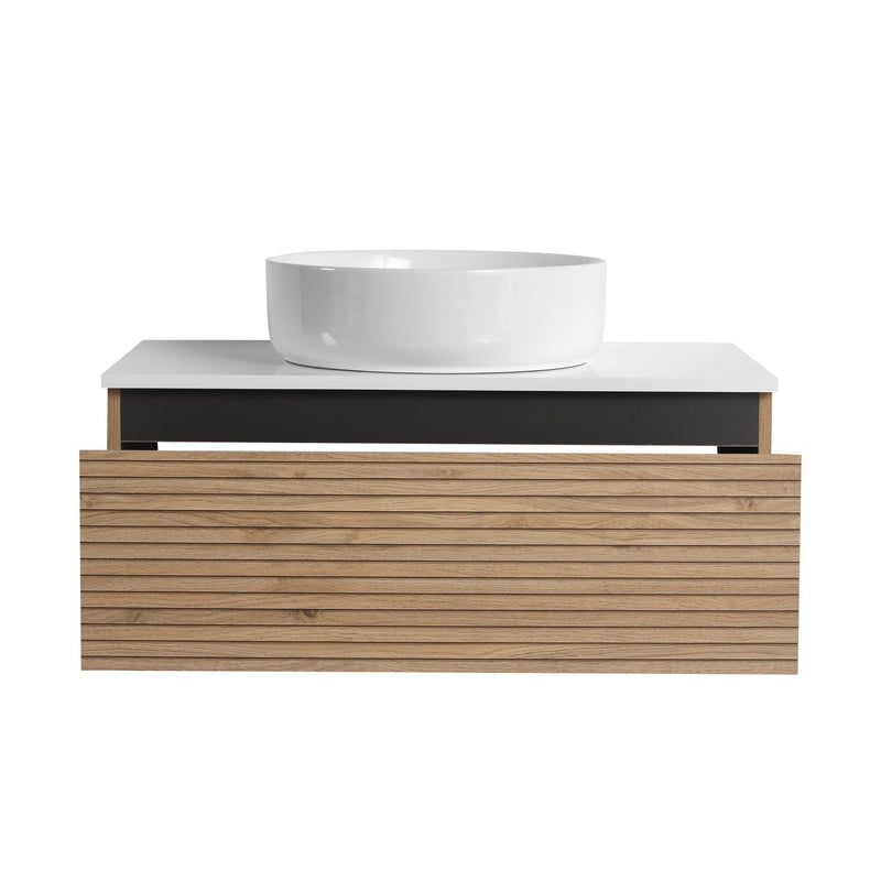 Wall Mounted Bathroom Vanity With Art Sink & 1 Soft Close Drawer